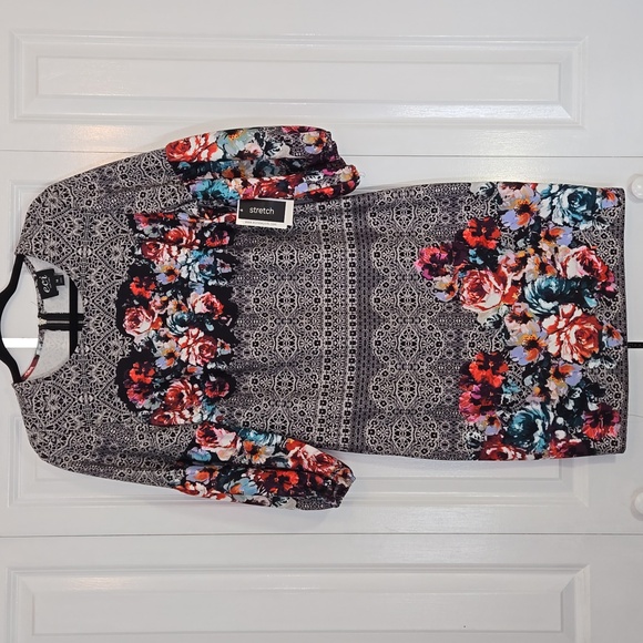 ECI Dresses & Skirts - NWT ECI New York Dress Size 14 Black White Colorful Floral